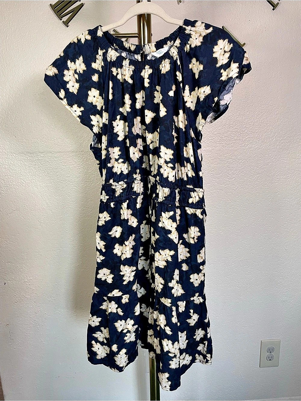 Time and Tru Floral Mini Dress in Blue & White Size XL Like New